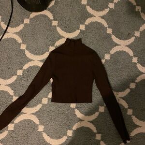 H&M Brown Turtleneck Crop Top